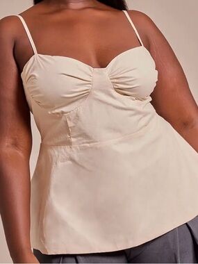 Prettylittlething Plus Cream Cotton Strappy Peplum Cami Top NWT US 16